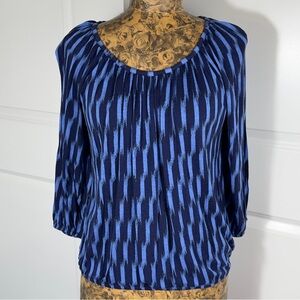 Michael Kors Navy and Cobalt Patterned Blouse